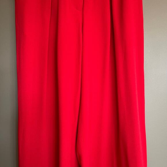 Saloni Bow Tulip Trousers in Scarlet Red High Waisted Size 2 Pleated Chic Sexy - Picture 6 of 16